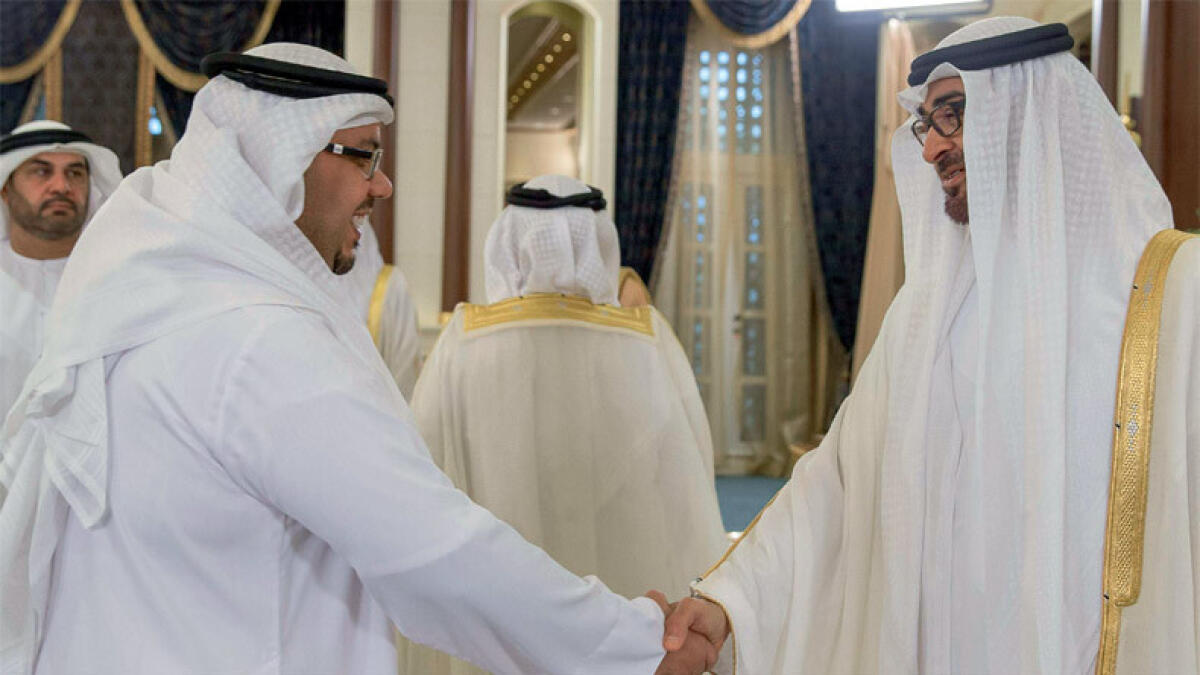 Shaikh Mohammed bin Zayed receives well-wishers at Al Mushrif Palace in Abu Dhabi.