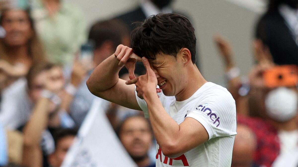 Tottenham Hotspur's South Korean striker Son Heung-Min celebrates his goal against Manchester City during the English Premier League match. — AFP