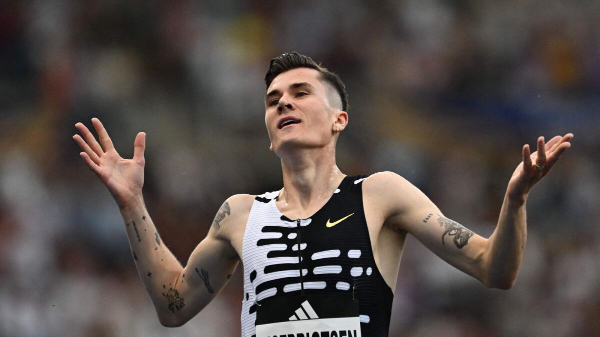 Norway's Jakob Ingebrigtsen broke the World record in the men's 3,200 metres at the IAAF Diamond League meeting. - AFP
