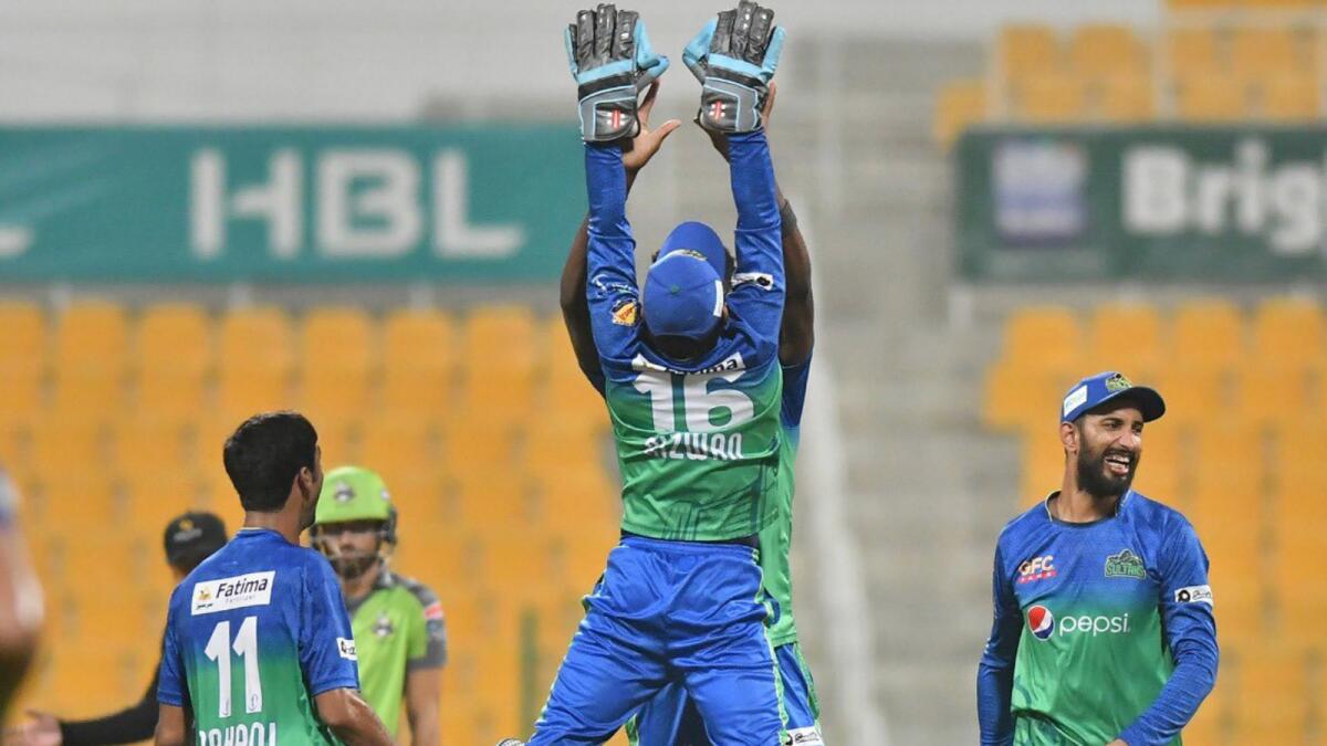 Multan Sultans players celebrate a wicket. (PSL Twitter)