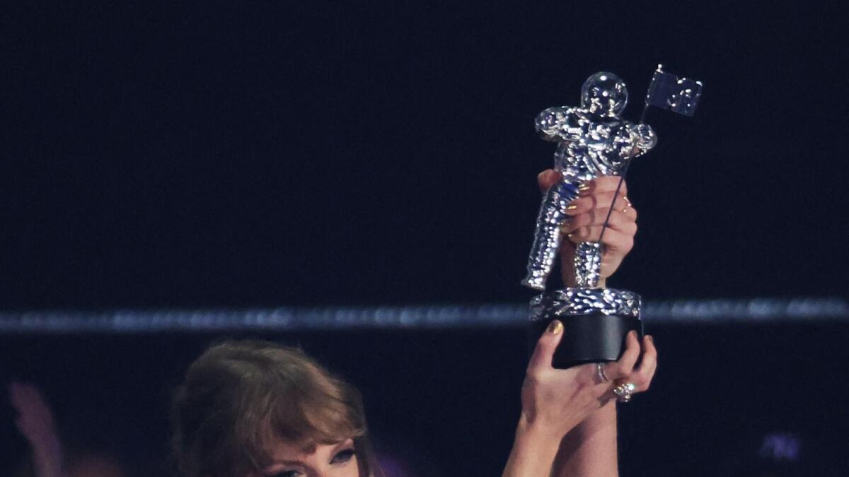 Taylor Swift accepts the Video of the Year Award during the 2023 MTV Video Music Awards at the Prudential Center in Newark, New Jersey, U.S., September 12, 2023. REUTERS/Brendan Mcdermid
