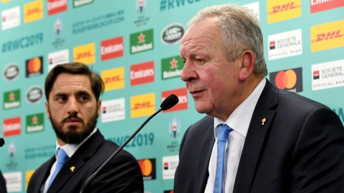 Agustin Pichot (left) is standing for election as World Rugby chairman against incumbent Bill Beaumont (right). - AFP file