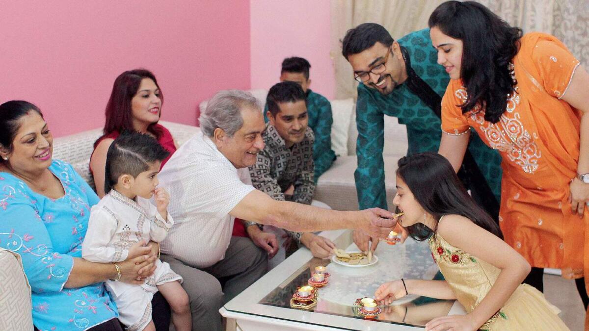 For the Rajwani family, Dubai is their first home and they have three generations at their home here. Narayan and Deepa Rajwani came to Dubai 40 years ago and have since been celebrating Diwali here.