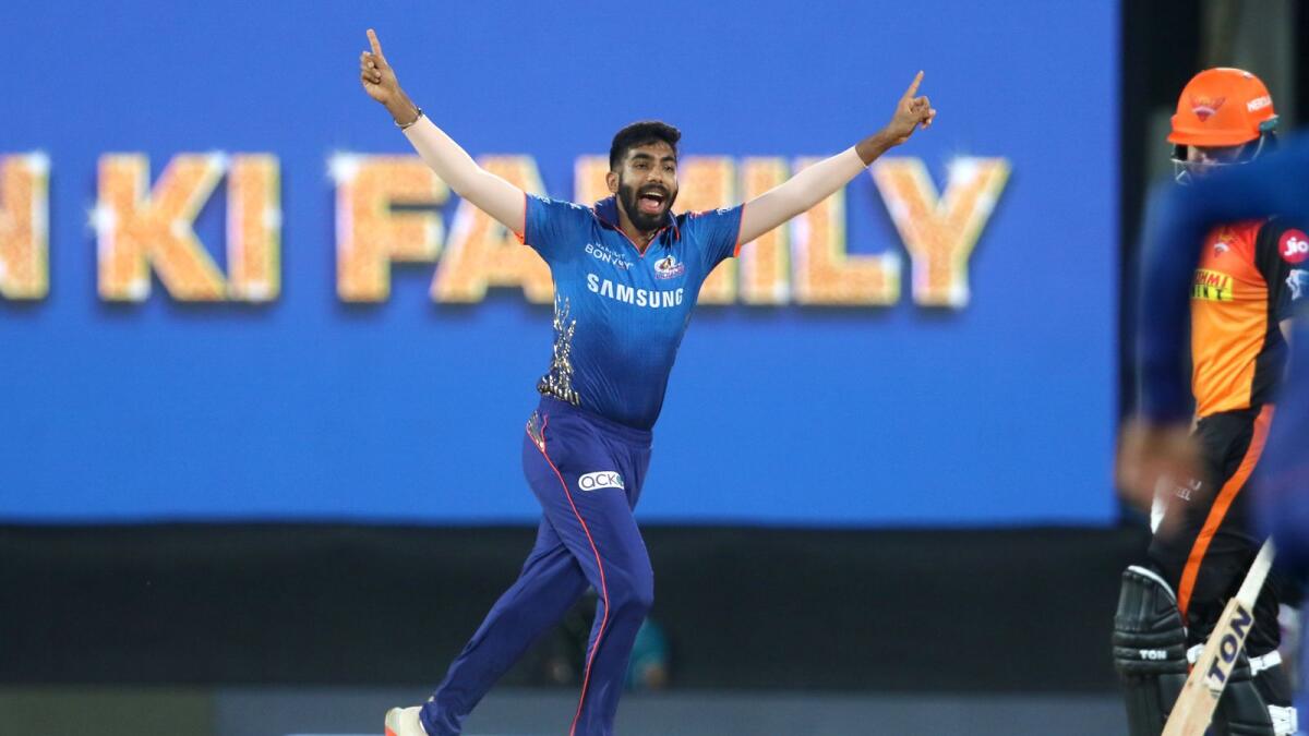 Jasprit Bumrah of the Mumbai Indians celebrates a wicket. (BCCI)