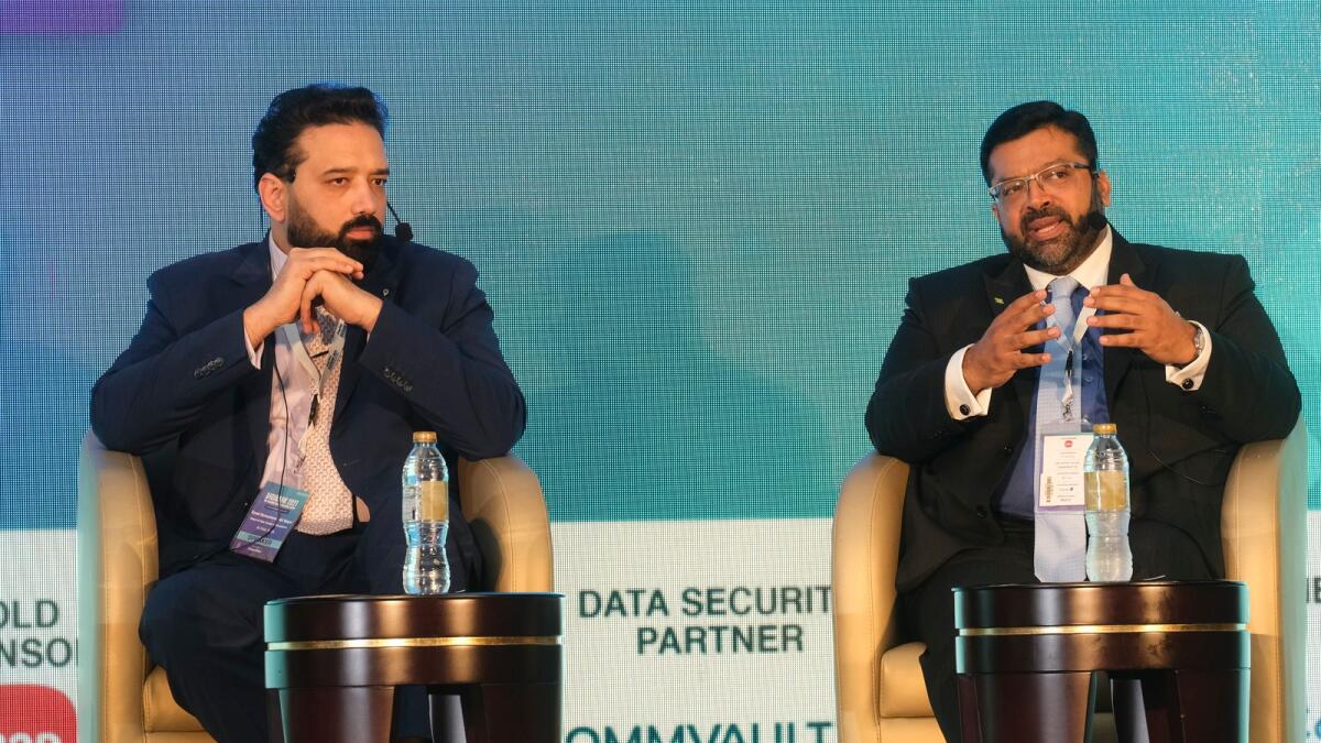 Syed Mohammed Ali Naqvi and Amit Malhotra during the panel discussion on Technological trends at the Digibank in Dubai on Tuesday. —Photo by Shihab