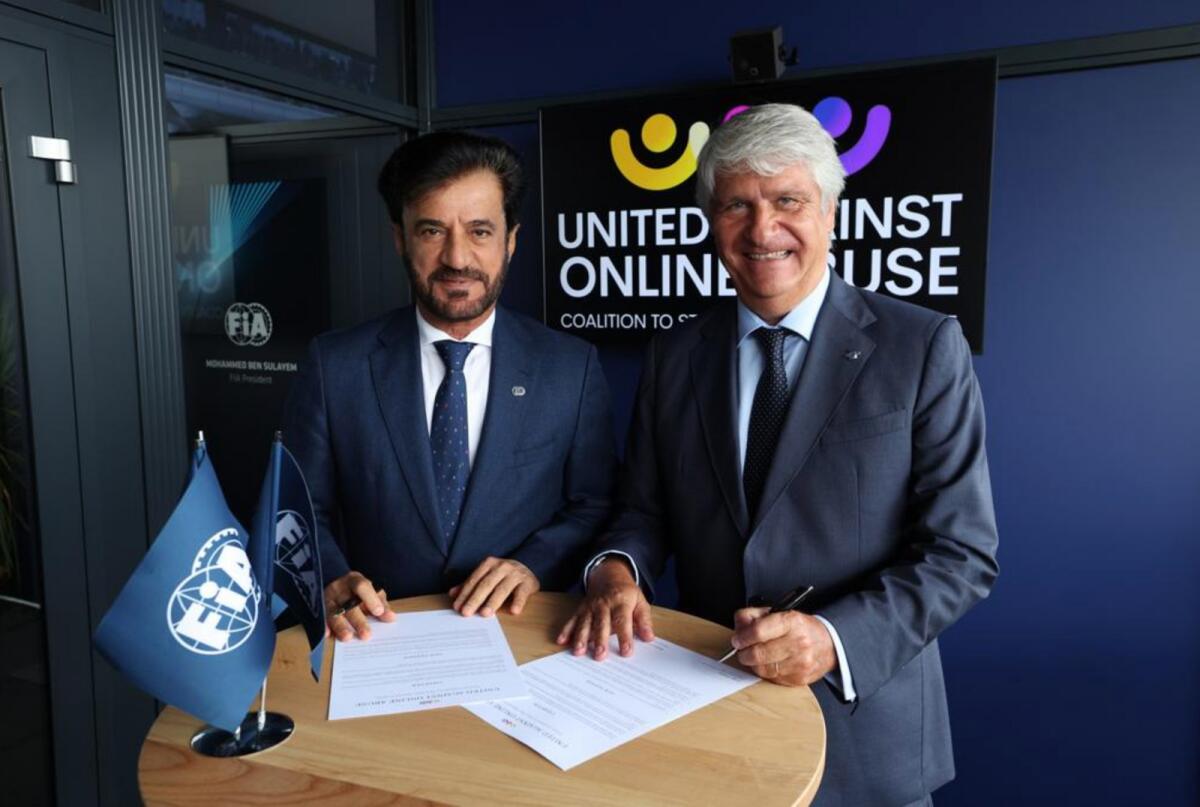 FIA president Mohammed Ben Sulayem and his counterpart at FIM, Jorge Viegas. — Supplied photo