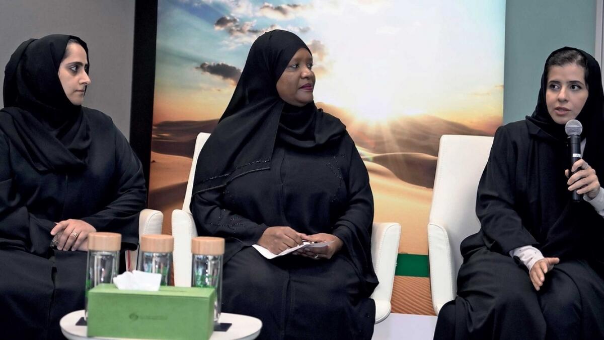 Sheikha Al Hosani announces the findings of Abu Dhabi Air Emissions Inventory in the Capital on Wednesday. — Supplied photo