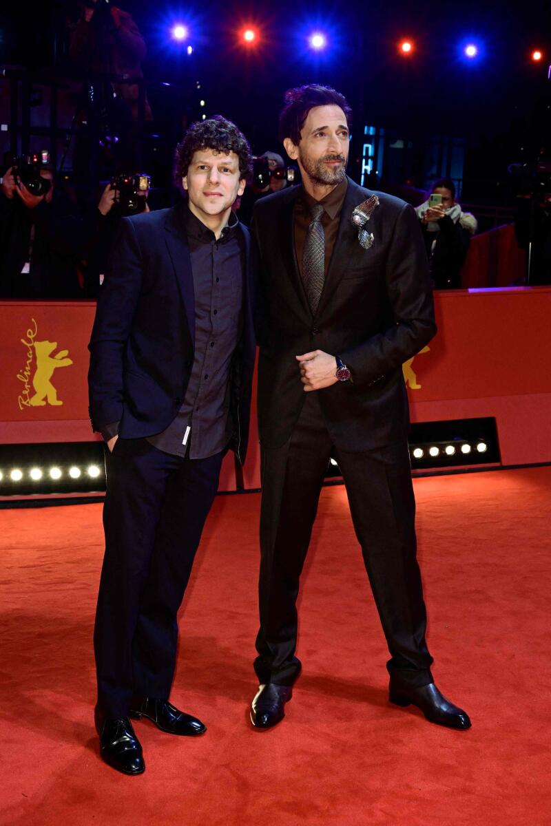 Jesse Eisenberg and Adrien Brody at the Berlinale