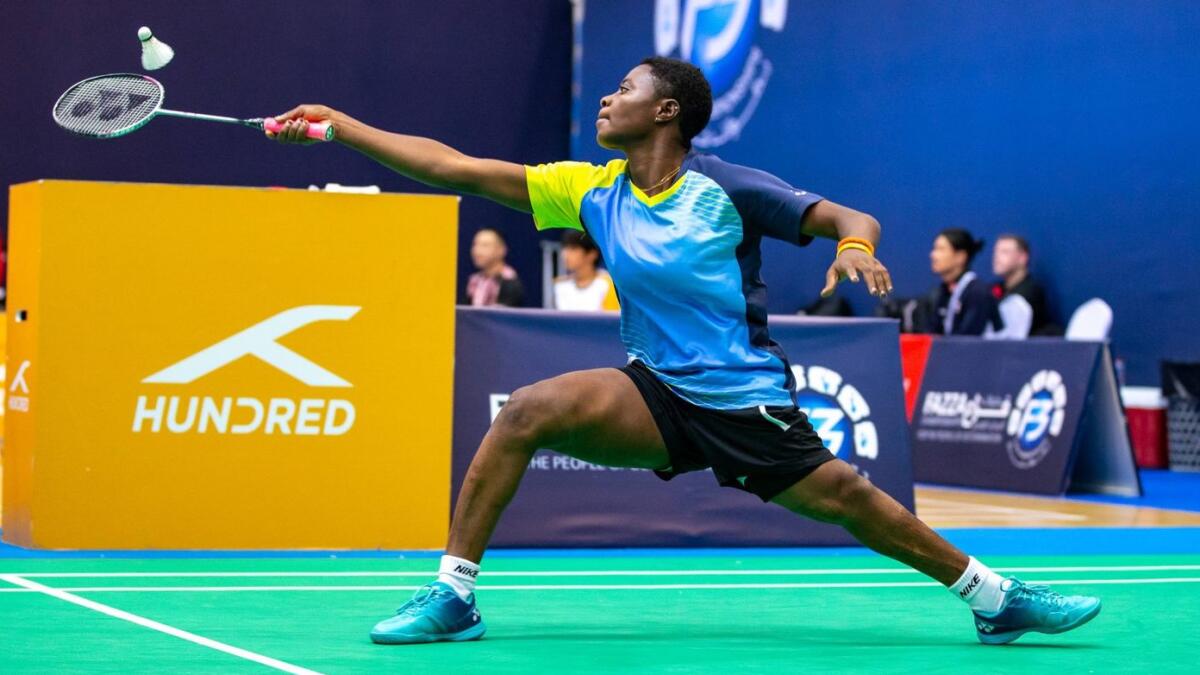 Nigeria’s Mariam Eniola Bolaji in action at the 5th Fazza- Dubai Para Badminton International 2023. = Supplied photo