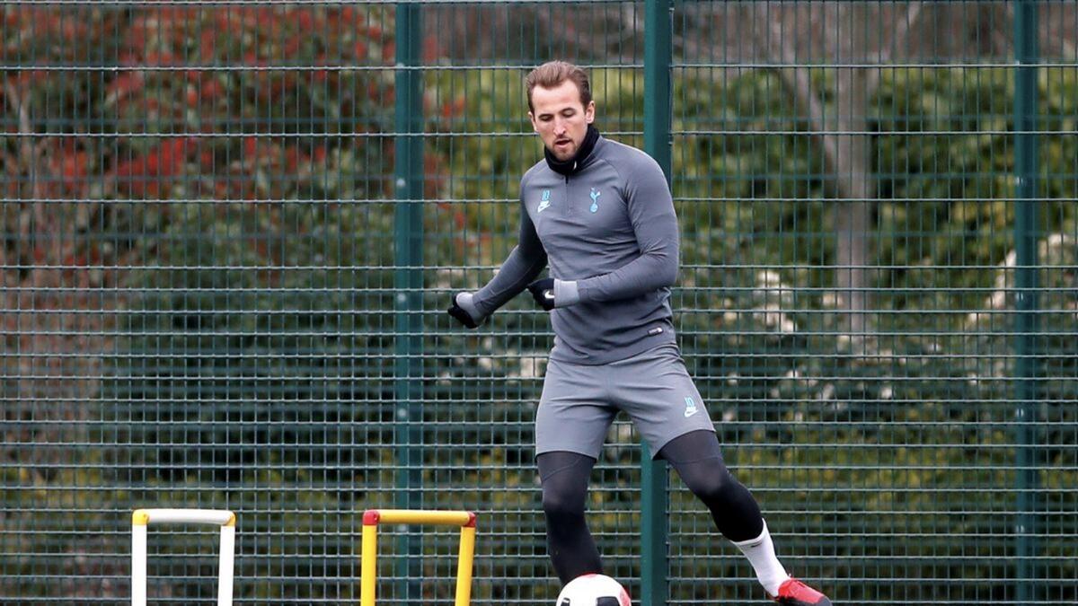 Tottenham Hotspur's Harry Kane during training in March. - Agencies