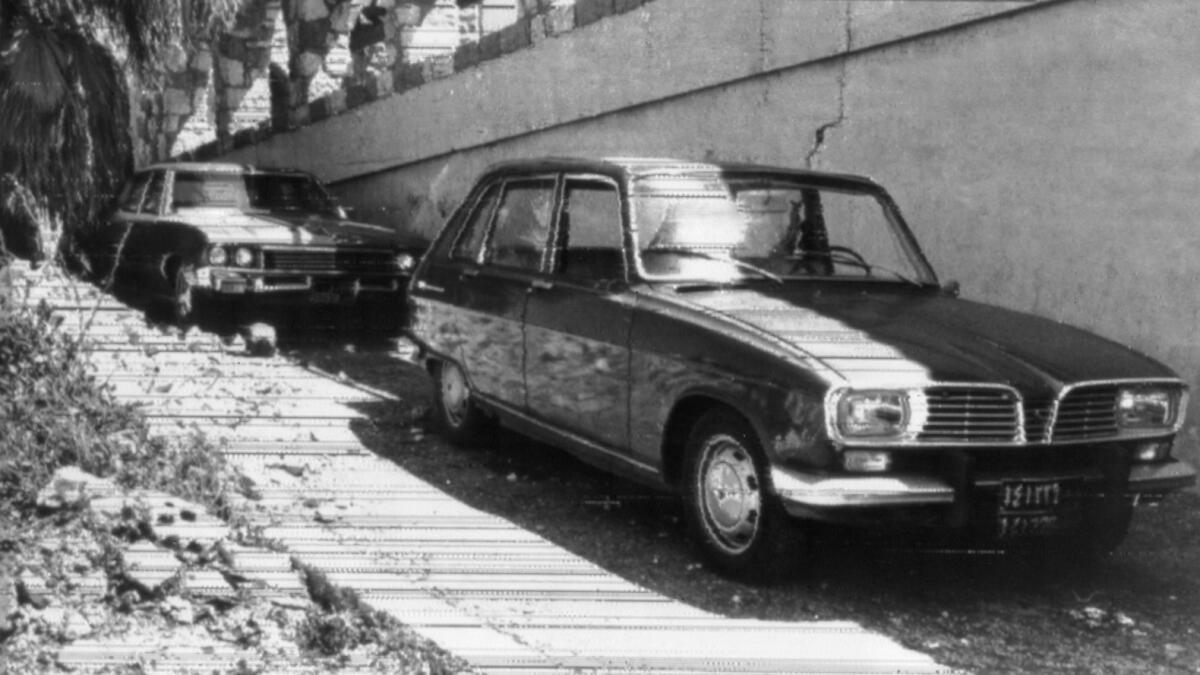 These two cars found just outside Beirut, Lebanon, are believed to be those used by the Israeli troops in raids on Palestinian leaders on April 10, 1973. — AP