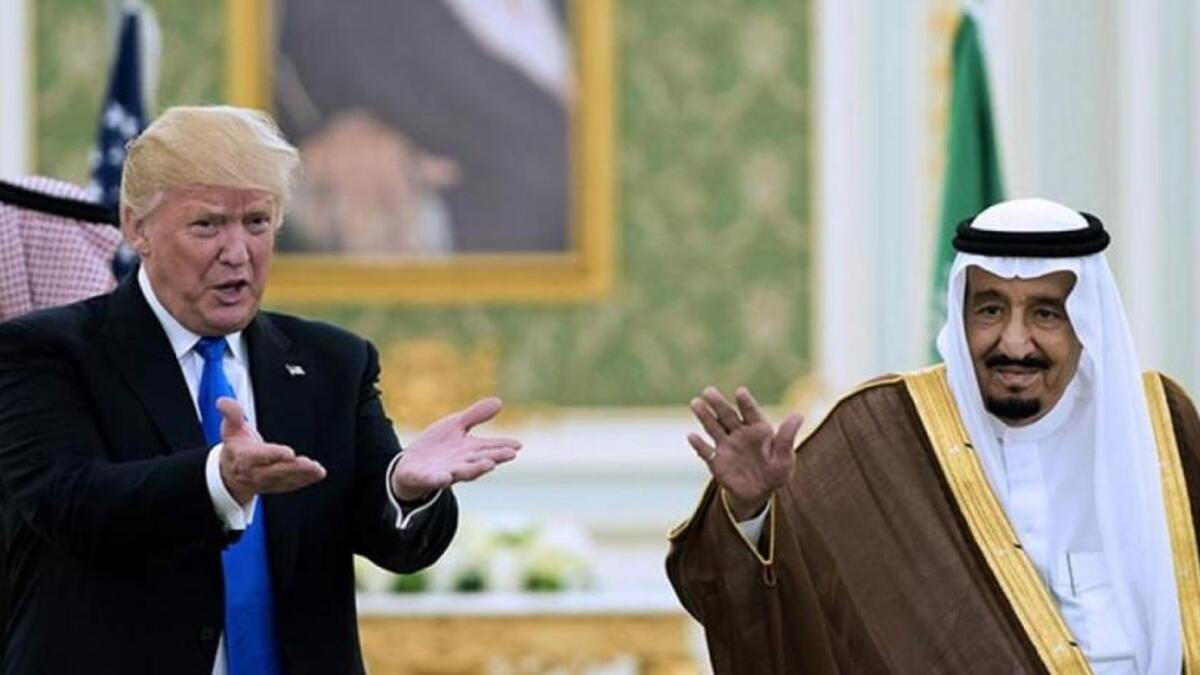 King Salman and US President Donald Trump at the Saudi Royal Court in Riyadh.