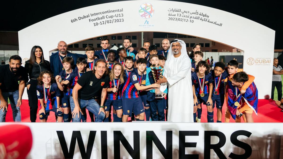 FC Barcelona champions of the AIX Investment Group Dubai Intercontinental Football Cup U13 2023