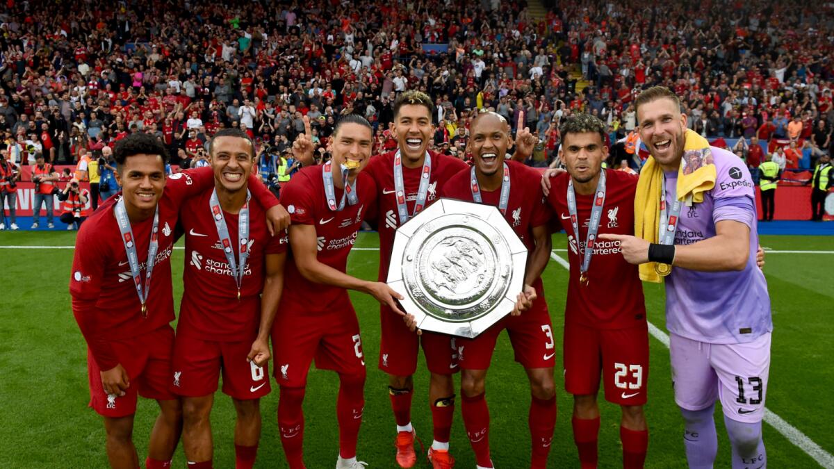 Liverpool players with the Community Shield. — Liverpool FC Twitter