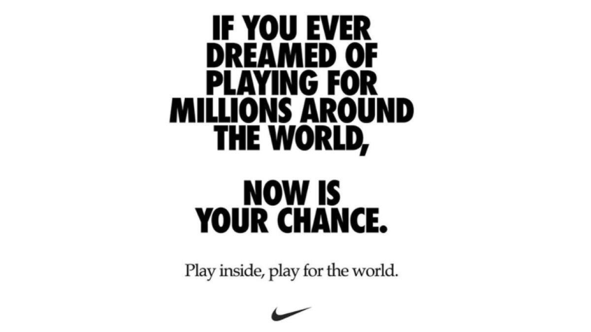 Nike didn't update its logo, however it launched a large social media campaign with a list of global star athletes including NBA player LeBron James and golfer Tiger Woods.All sports have been put on hold in the past few weeks due to social distancing rules. The campaign encourages people to play inside.