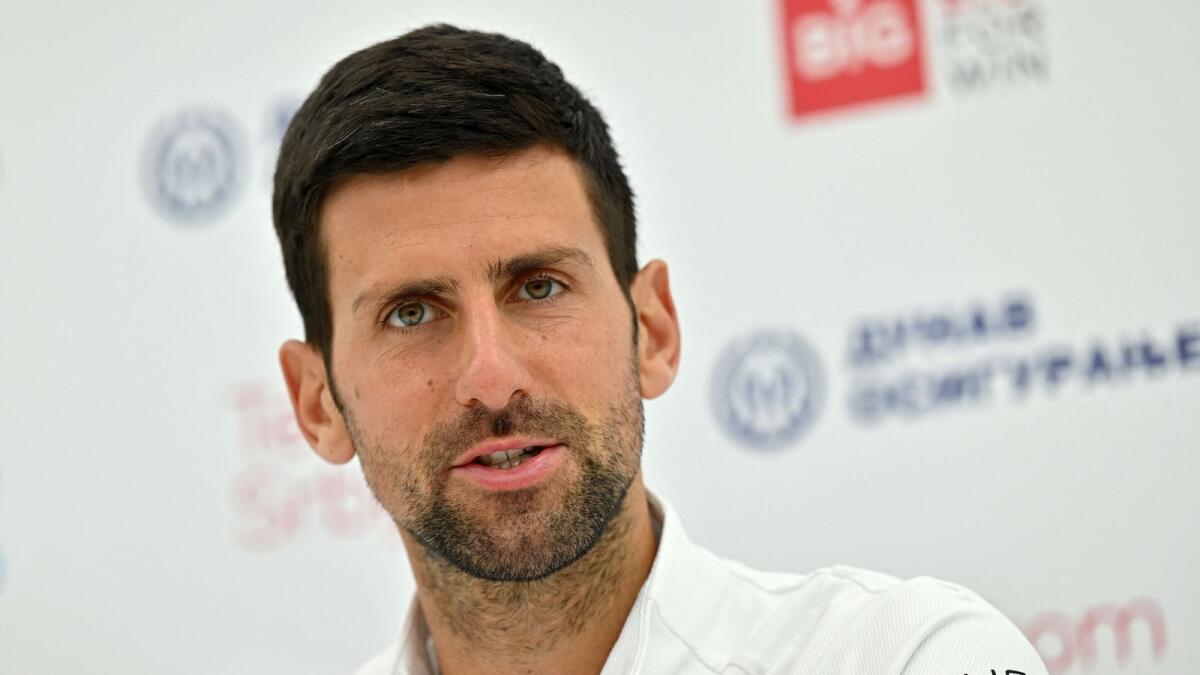 Serbia's Novak Djokovic attends a press conference in Belgrade. (AFP)