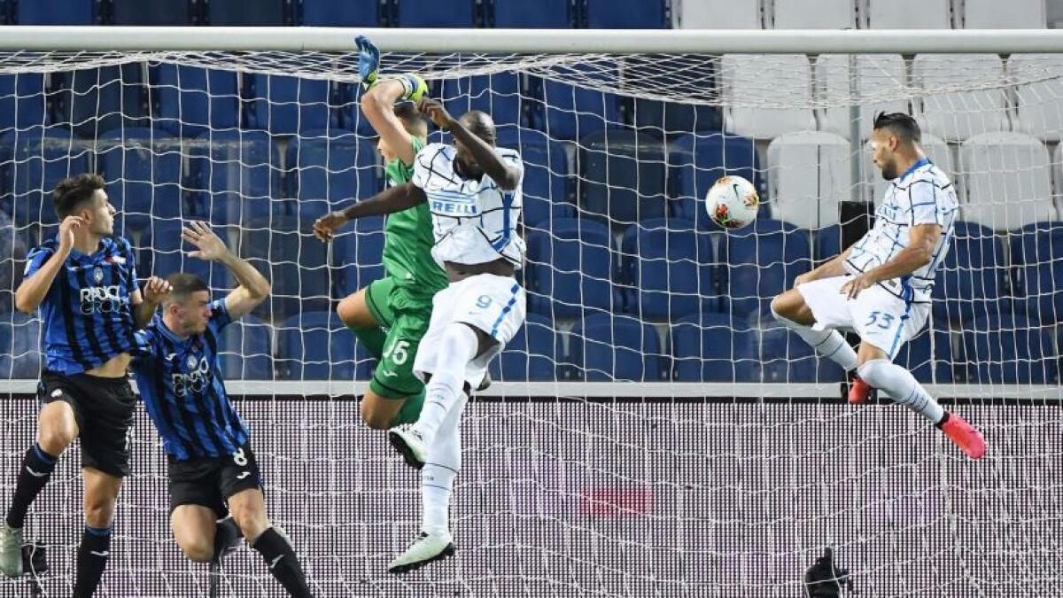 Inter Milan's Danilo D'Ambrosio scores their first goal. (Reuters)