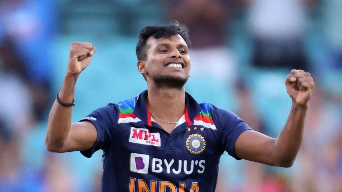 In his debut Test at Gabba, T. Natarajan went on to take three wickets.— AFP
