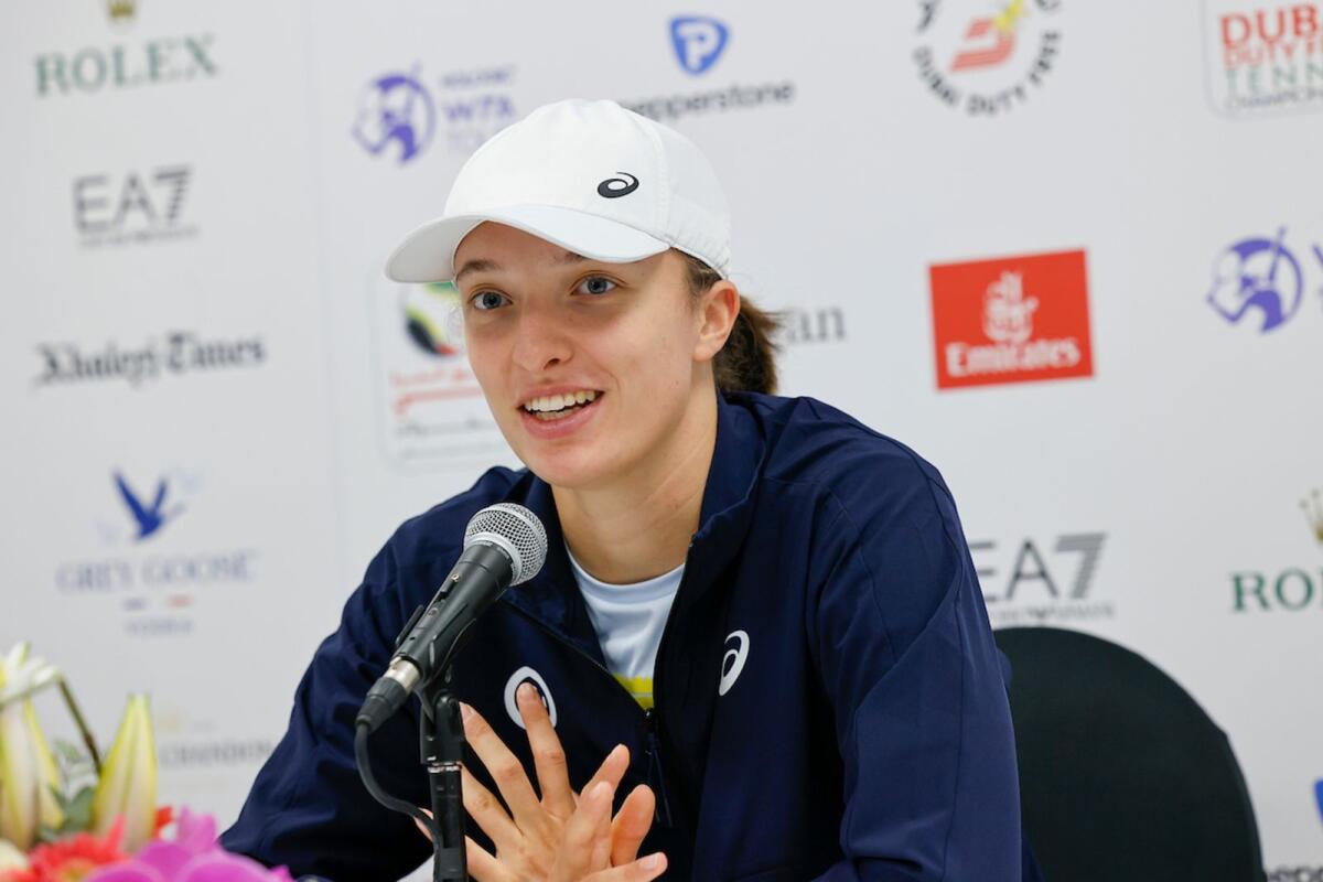 Iga Swiątek during a press conference in Dubai on Monday. — Supplied photo