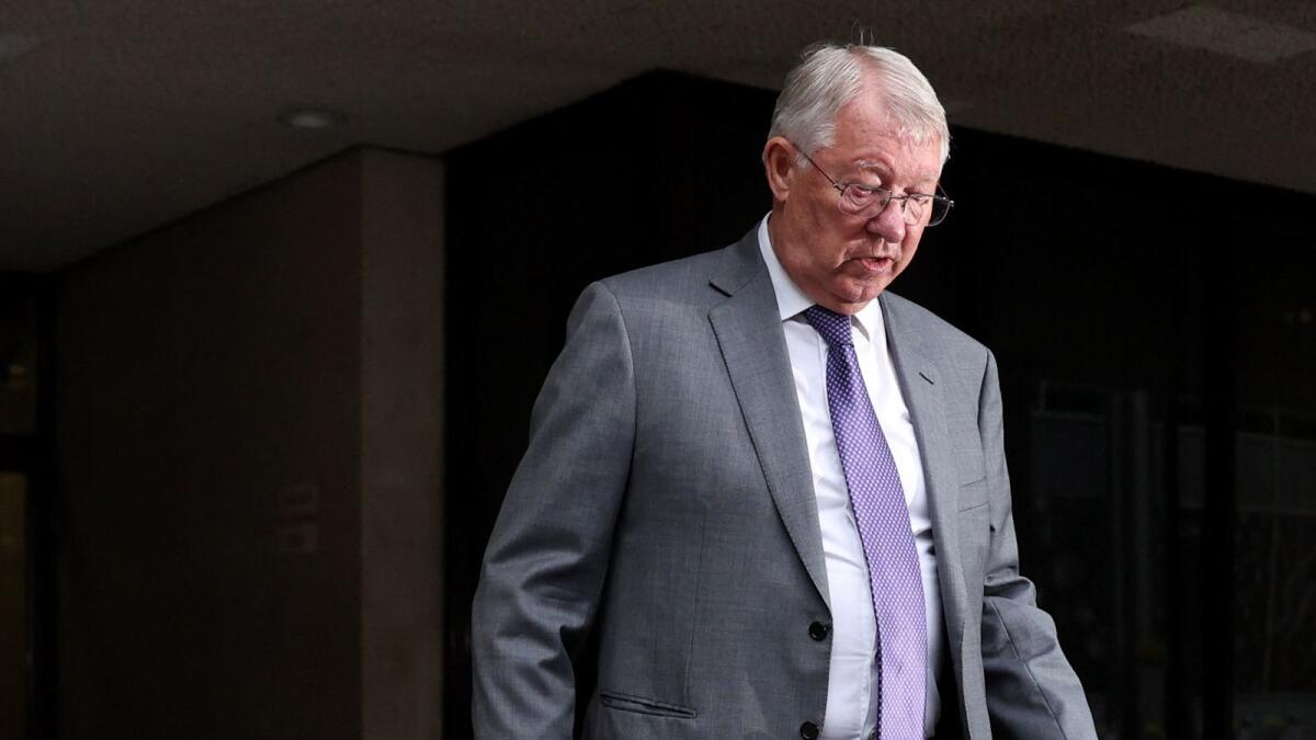 Former Manchester United manager Alex Ferguson leaves Manchester Crown Court in Manchester. (Reuters)