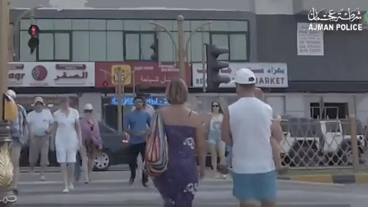 pedestrians, undesignated areas, crossing roads, UAE Ajman