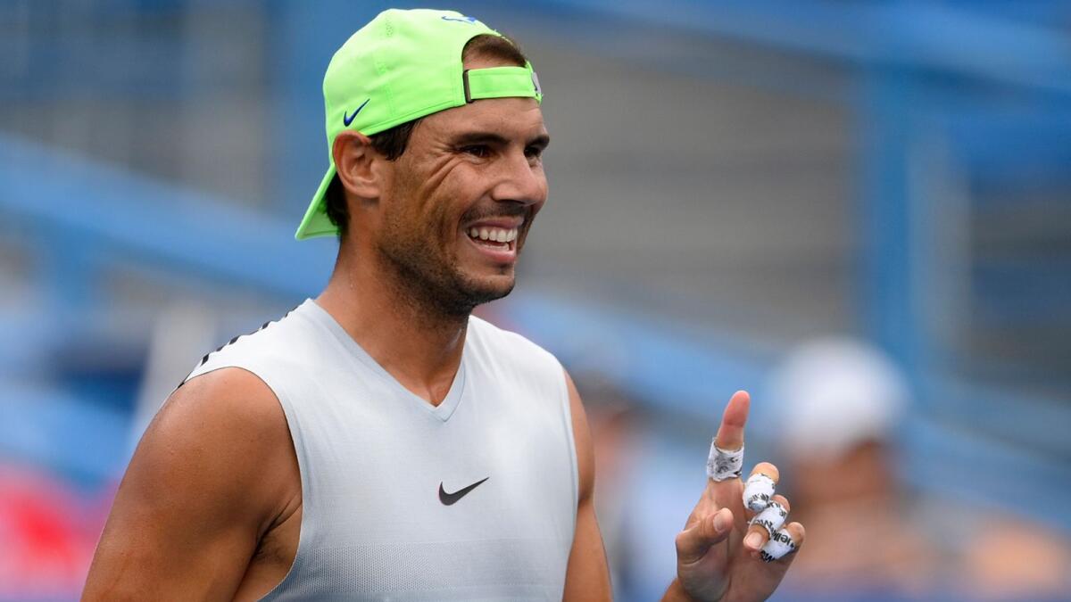 Rafael Nadal at a practice at the Citi Open tennis tournament.— AP