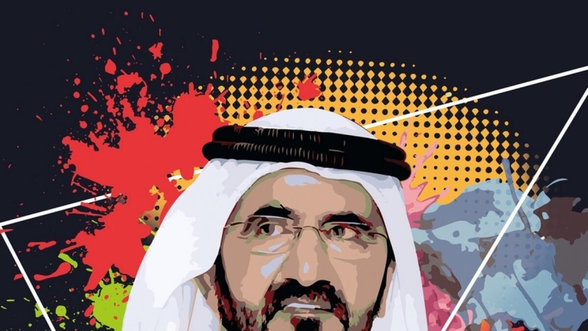 Digital art portraiture of H.H Sheikh Mohammed bin Rashid Al Maktoum, Vice President and Prime Minister, UAE and ruler Dubai, by Charlie Villagracia