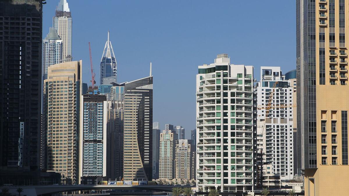 A view of Dubai Marina. Dubai Land Department said that August was the best performing sales month in 12 years, recording 9,720 total sales worth around Dh24.3 billion.— File photo