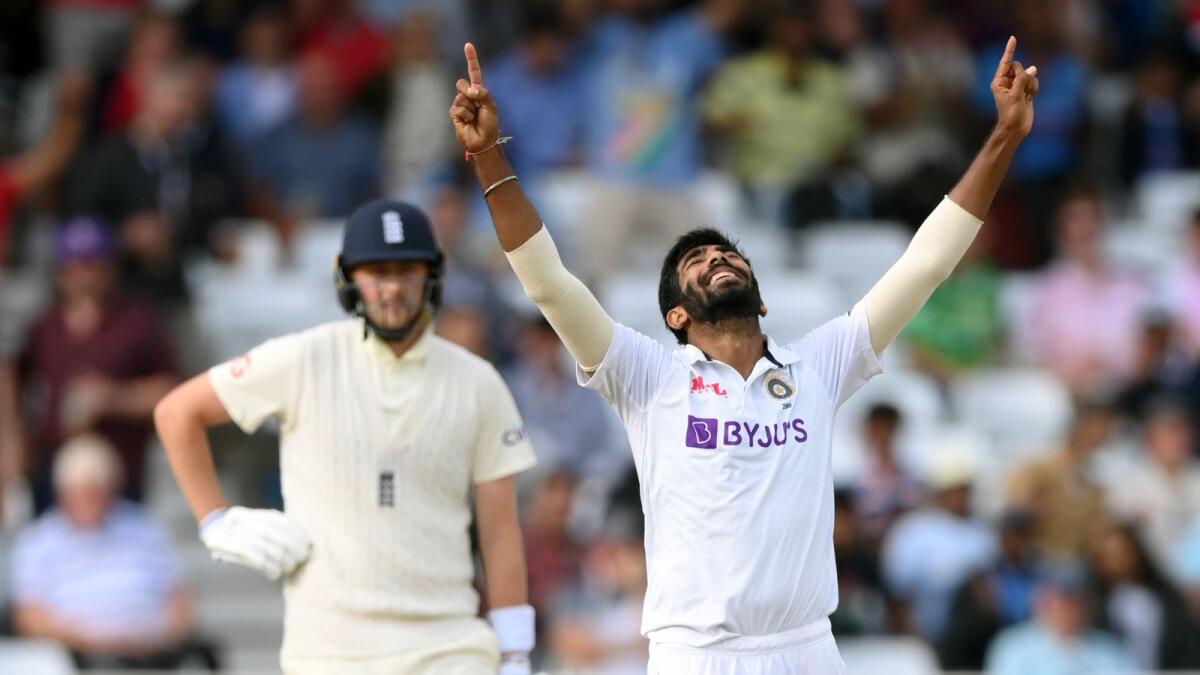 Jasprit Bumrah celebrates his five-wicket haul during the 4th day of the first Test against England. — ANI