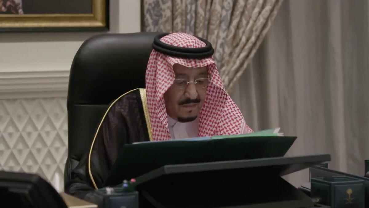 Saudi arabia, king salman, chaired, virtual, cabinet, meeting, after leaving, hospital, last month