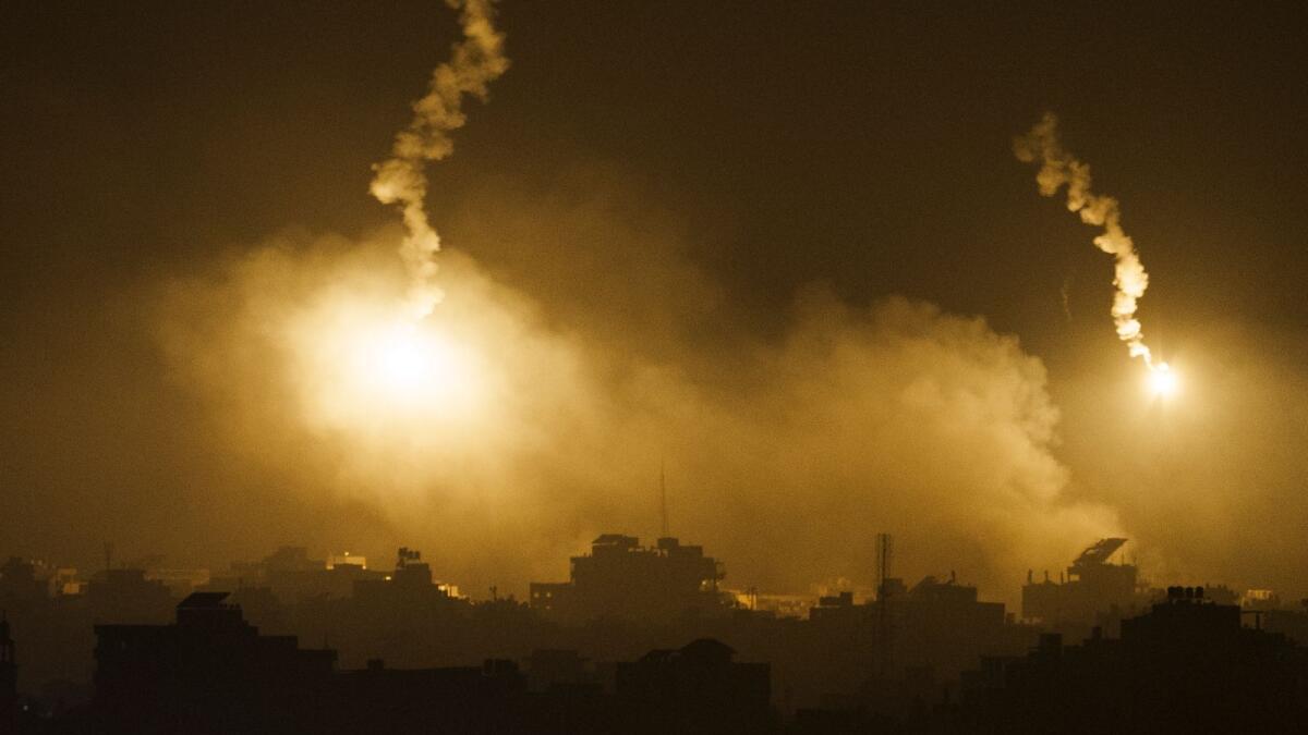 Smoke rises following an Israeli airstrike in the Gaza Strip, as seen from southern Israel, Thursday, Nov. 9, 2023. AP