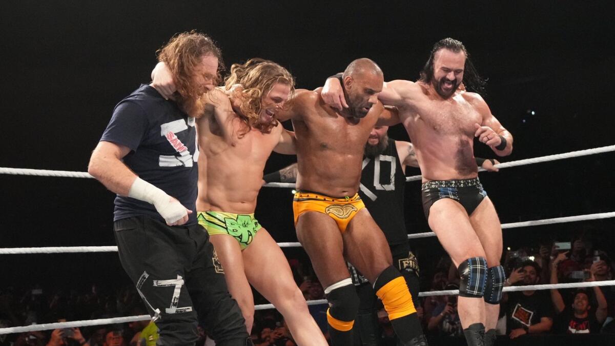 A lighter moment at the WWE Superstar Spectacle held in Hyderabad. — Photo courtesy: Twitter