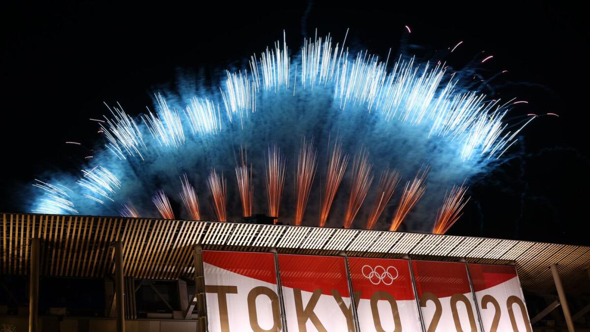 General view of fireworks above the stadium during the closing ceremony. — Reuters