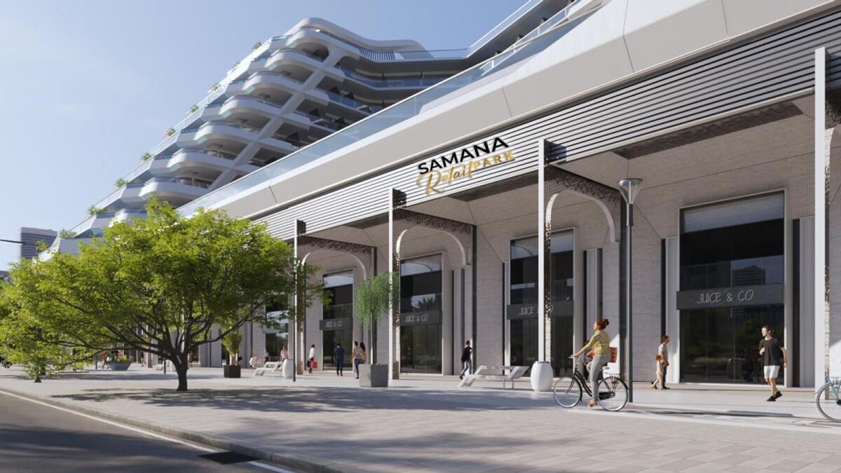 An artist’s impression of Samana Retail Park, a Dh150 million shopping area coming up in Arjan. — Supplied photo