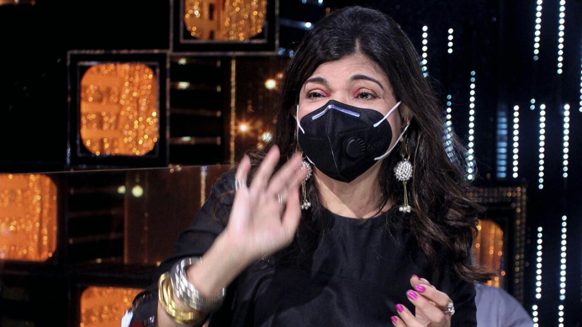Bollywood singer Alka Yagnik performs on the first day of shooting of a televison show, in Mumbai on Saturday, July 11, 2020. PTI Photo