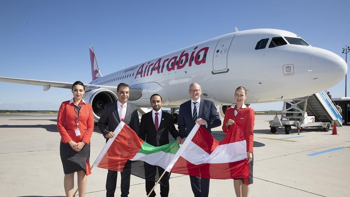 Air Arabias inaugural flight lands at Vienna International Airport