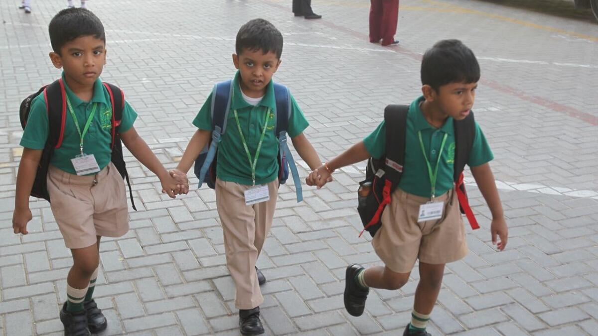Students of DPS in Dubai return to school on Sunday. Photos by Neeraj Murali