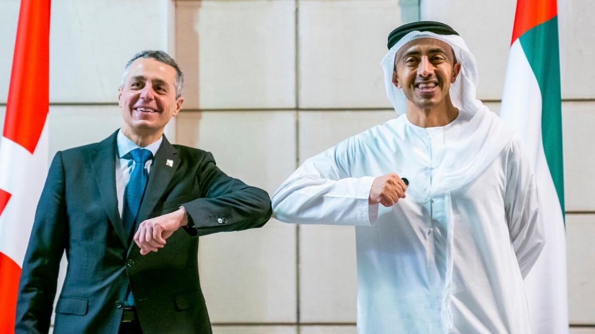 EXPLORING BUSINESS: Sheikh Abdullah bin Zayed Al Nahyan and Ignazio Cassis.