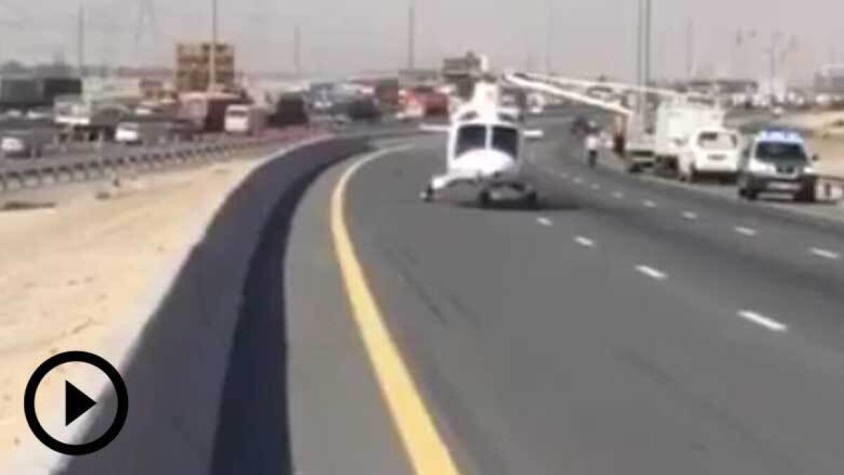 Watch: Helicopter on Mohammed bin Zayed Road after road accident