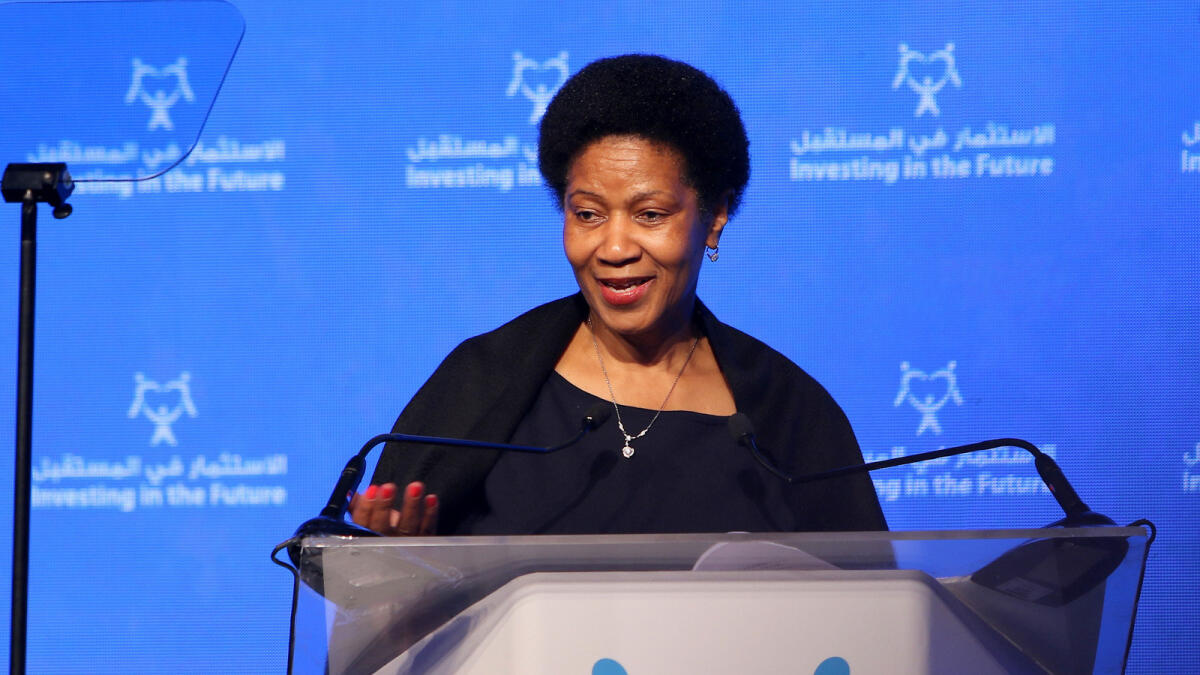 Phumzile Mlambo-Ngcuka - Director and Director of UN Women during her speech on the opening day of  Investing In Future 2016 - Building women and girls capabilities in the Middle East - at al jawaher reception and convention centre in sharjah on Wednesday – Photo by M.Sajjad
