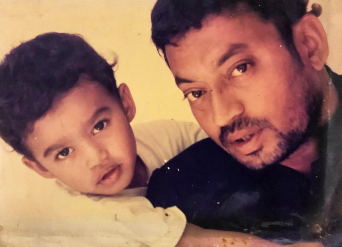 Babil Khan with his Baba (father) — late Irrfan Khan, known as one of the finest actors of Indian cinema