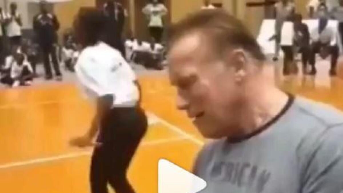 Video: Hollywood actor Arnold Schwarzenegger attacked with flying kick