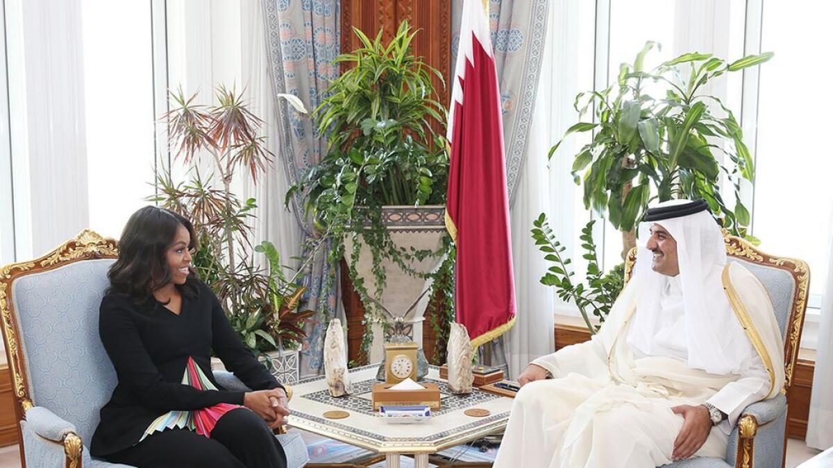 Michelle Obama promotes girls education in Qatar