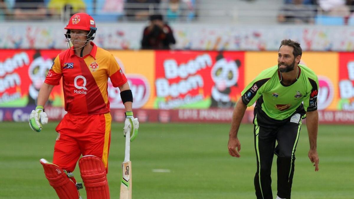 Grant Elliott from Lahore Qalandars in action during the Pakistan Super League match