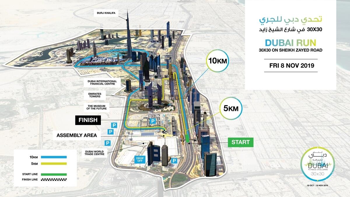 Dubai Run 30x30, Sheikh Zayed Road, road closure, dubai fitness challenge, RTA