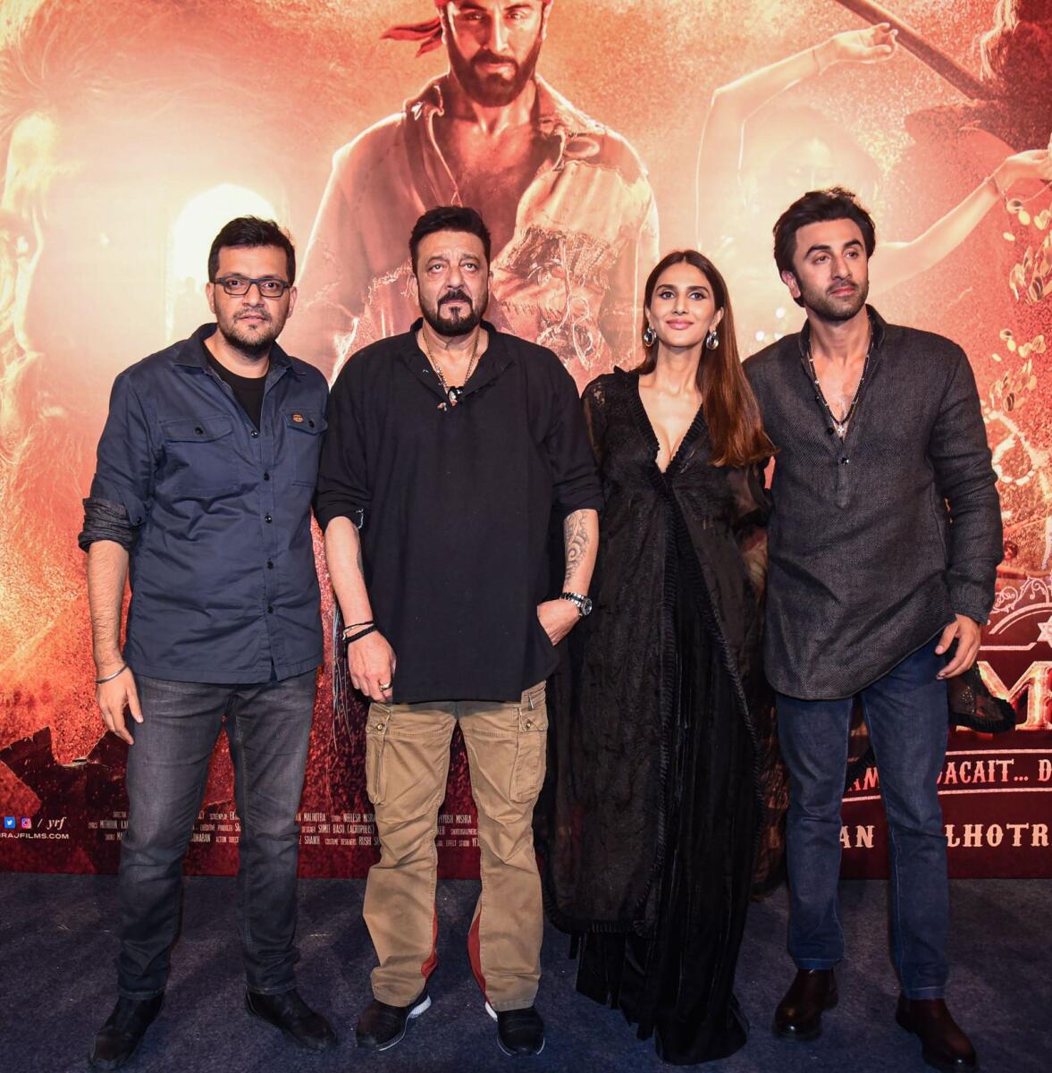 Director Karan Malhotra with Ranbir Kapoor, Sanjay Dutt and Vaani Kapoor