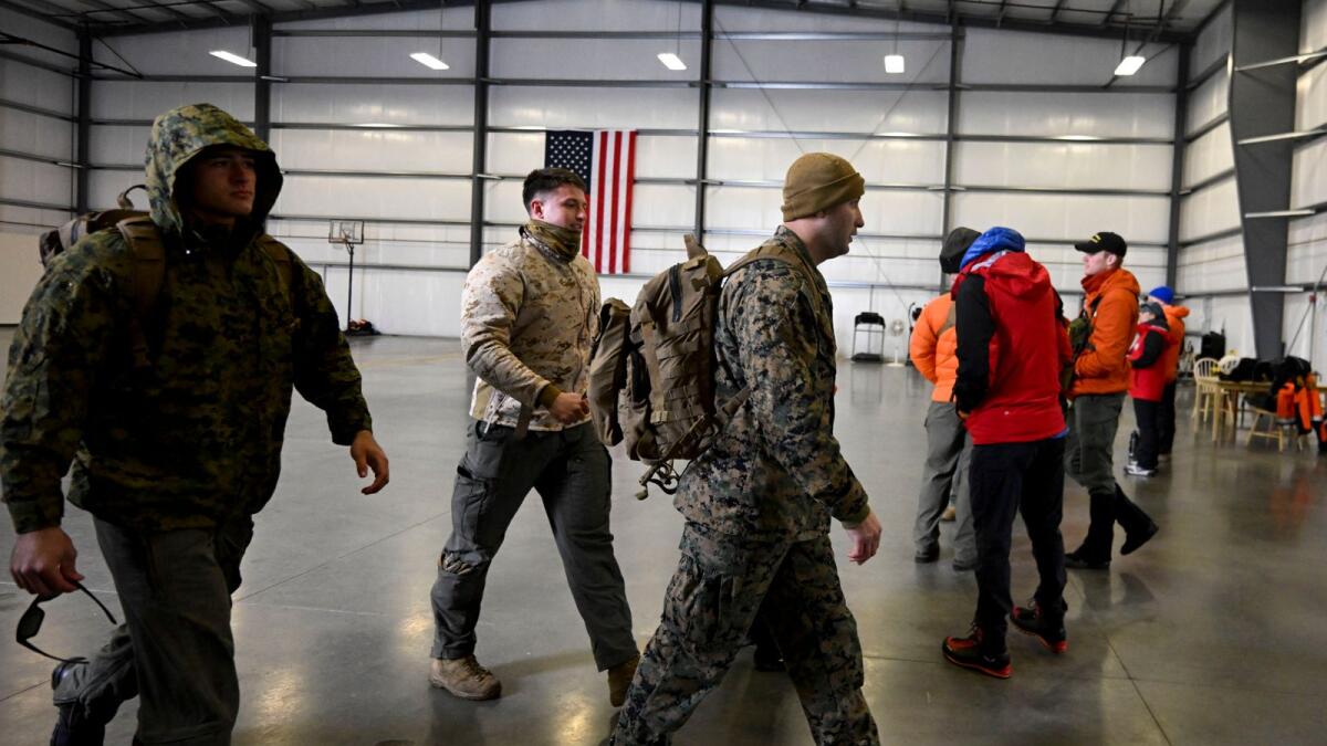 US. Marines leave a command centre in California on Wednesday. Photo: AP file