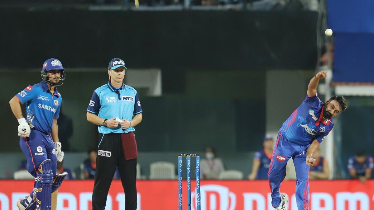 Amit Mishra of Delhi Capitals bowls during the match against Mumbai Indians. (BCCI)