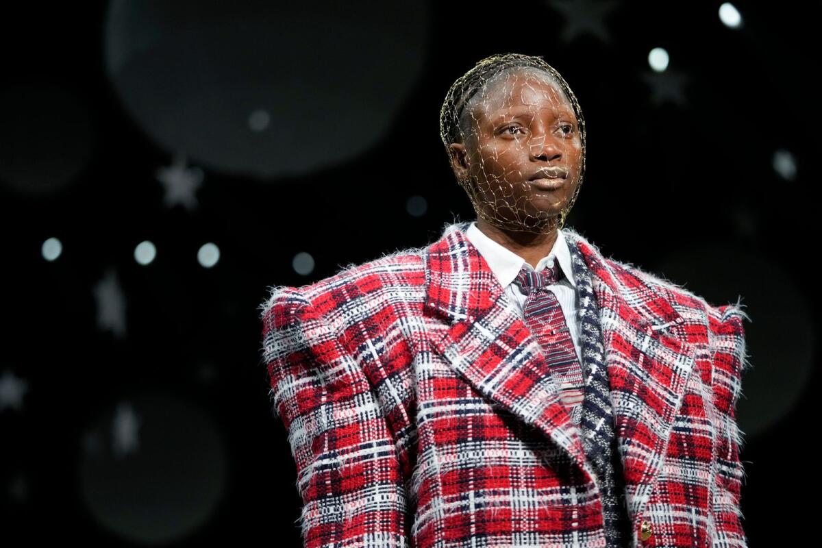 The Thom Browne collection is modeled during Fashion Week, Tuesday, Feb. 14, 2023, in New York. (AP Photo/Mary Altaffer)