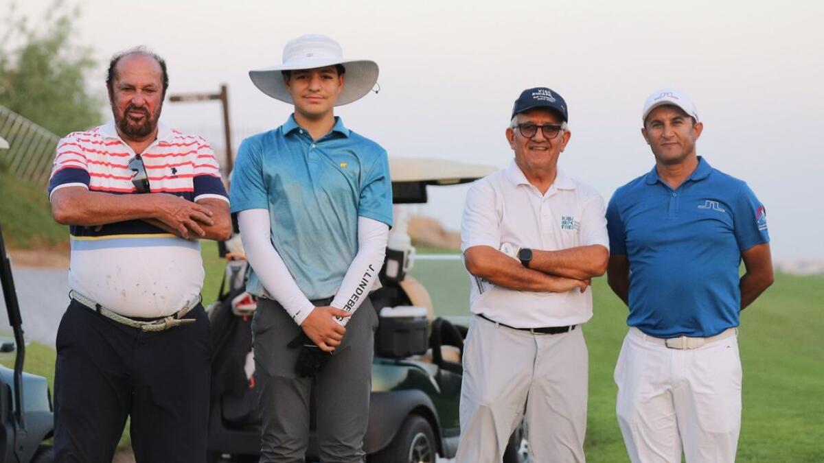 Left to right: Humaid Al Mazroua, Marwan Al Emadi, Jalal Abbasi and Coach Samir Wallani, at the recent EGF event at Al Zorah Golf Club. - Supplied photo